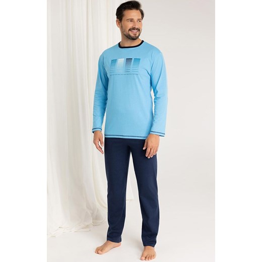 Bawełniana piżama męska turkusowa 487, Kolor turkusowy, Rozmiar M, Regina ze sklepu Primodo w kategorii Piżamy męskie - zdjęcie 185413088