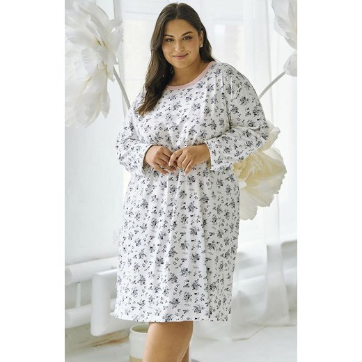 Bawełniana koszula nocna damska plus size Martina 3467, Kolor biały-wzór, Rozmiar 3XL, Taro ze sklepu Primodo w kategorii Koszule nocne - zdjęcie 185413156