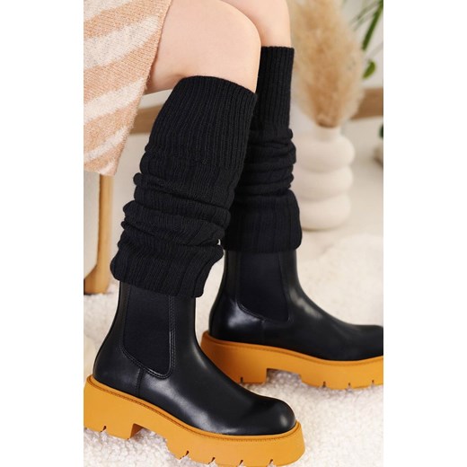 Czarne getry damskie 0664, Kolor czarny, Rozmiar uniwersalny, Cerber ze sklepu Intymna w kategorii Skarpetki damskie - zdjęcie 185413476