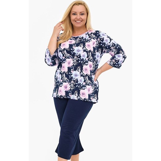Dwuczęściowa piżama damska plus size 147/465 Anabel, Kolor granatowy-wzór, Rozmiar 3XL, Cornette ze sklepu Intymna w kategorii Piżamy damskie - zdjęcie 185413799