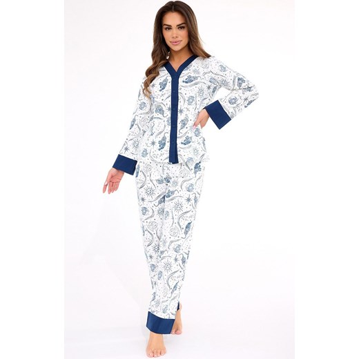 Rozpinana piżama damska 514/443 Amber, Kolor ecru-wzór, Rozmiar S, Cornette ze sklepu Intymna w kategorii Piżamy damskie - zdjęcie 185413825