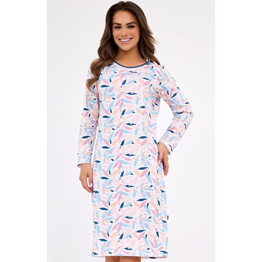 Bawełniana koszula nocna 770/456 Hannah, Kolor biało-różowo-niebieski, Rozmiar M, Cornette ze sklepu Intymna w kategorii Koszule nocne - zdjęcie 185413845