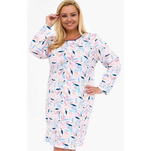 Bawełniana koszula nocna plus size 770/456 Hannah, Kolor biało-różowo-niebieski, Rozmiar 3XL, Cornette ze sklepu Intymna w kategorii Koszule nocne - zdjęcie 185413847