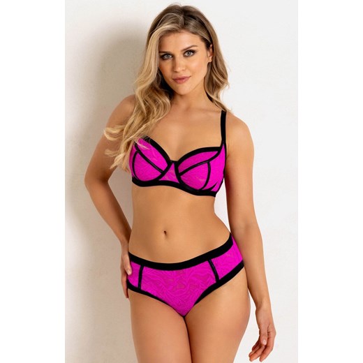 Figi damskie koronkowe brazyliany Joy 19234, Kolor fuksja-czarny, Rozmiar 2XL, Mediolano ze sklepu Intymna w kategorii Majtki damskie - zdjęcie 185414047