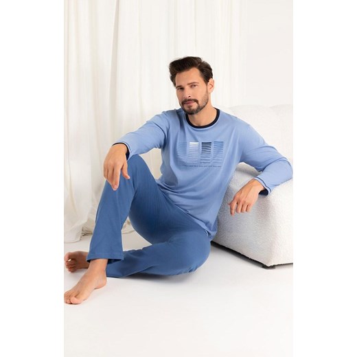 Bawełniana piżama męska niebieska 487, Kolor niebieski, Rozmiar M, Regina ze sklepu Intymna w kategorii Piżamy męskie - zdjęcie 185414085