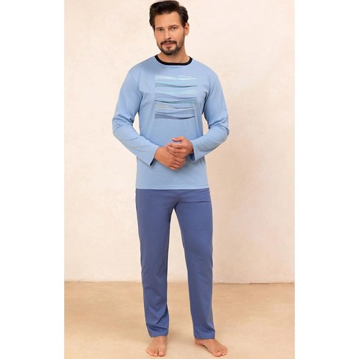 Długa piżama męska niebieska 492, Kolor niebieski, Rozmiar M, Regina ze sklepu Intymna w kategorii Piżamy męskie - zdjęcie 185414098