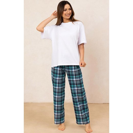 Bawełniana piżama damska biało-zielona 725/25, Kolor biało-zielony, Rozmiar S, Regina ze sklepu Intymna w kategorii Piżamy damskie - zdjęcie 185414136