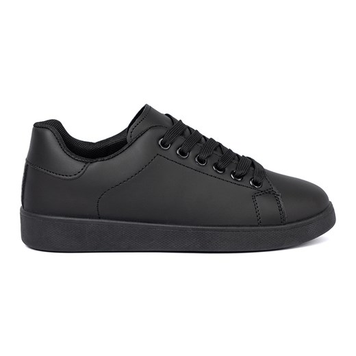 Shelvt Czarne sneakersy z matowym wykończeniem i sznurowaniem ze sklepu ButyModne.pl w kategorii Buty sportowe damskie - zdjęcie 185415306