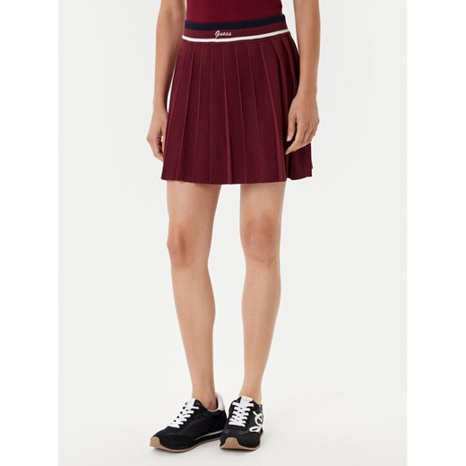 Guess Spódnica plisowana V5BD02 Z1152 Bordowy Regular Fit ze sklepu MODIVO w kategorii Spódnice - zdjęcie 185416015