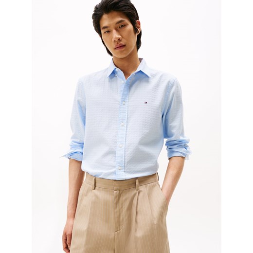 Tommy Hilfiger Męska koszula casual Mężczyźni Regular Fit Bawełna jasnoniebieski jednolity ze sklepu vangraaf w kategorii Koszule męskie - zdjęcie 185417735