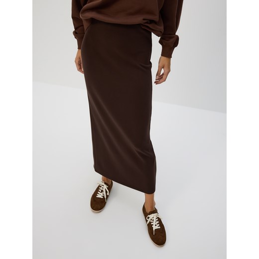 Reserved - Spódnica midi z modalem - ciemnobrązowy Reserved S Reserved