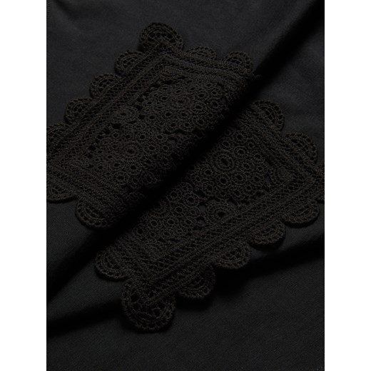 Reserved - T-shirt z haftowaną aplikacją - czarny Reserved L Reserved