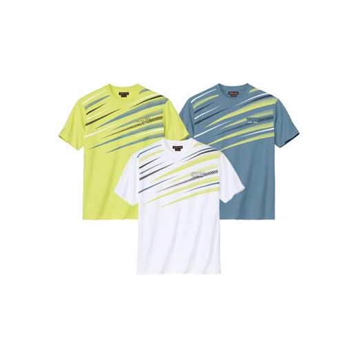 Zestaw 3 koszulek z graficznym nadrukiem Sport ze sklepu Atlas For Men w kategorii T-shirty męskie - zdjęcie 185419207