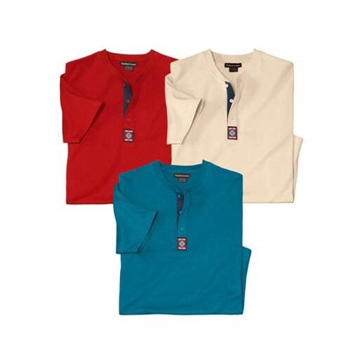 Zestaw 3 koszulek z zapinanym dekoltem ze sklepu Atlas For Men w kategorii T-shirty męskie - zdjęcie 185419218