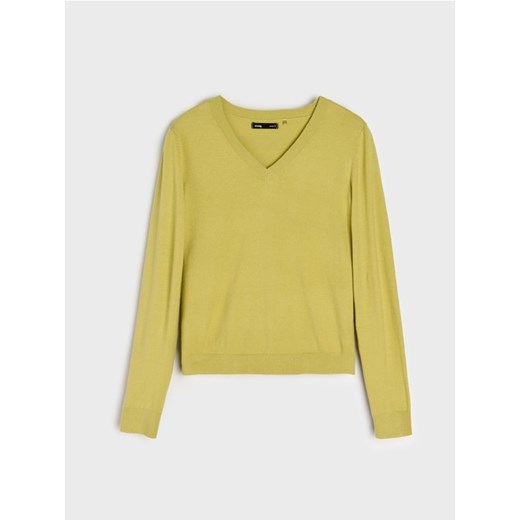 Sinsay - Sweter z dekoltem w serek - żółty Sinsay S Sinsay