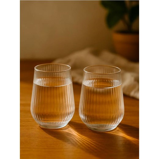 Sinsay - Ryflowane szklanki 2 pack - clear ze sklepu Sinsay w kategorii Dom - zdjęcie 185420209