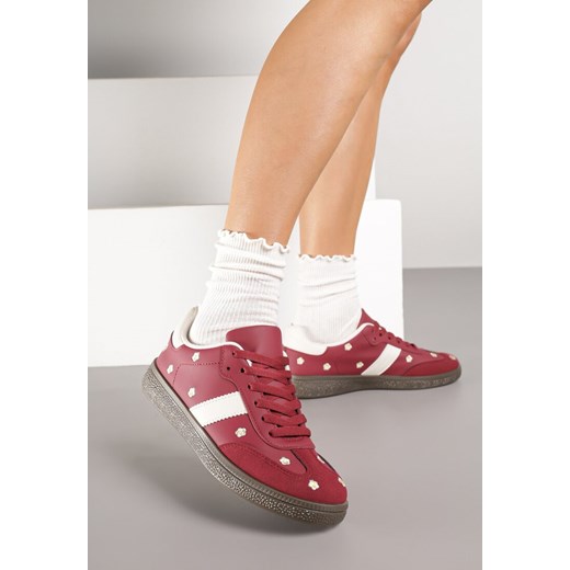Bordowe Sneakersy Tenisówki Ozdobione Kwiatkami Zummine ze sklepu renee.pl w kategorii Buty sportowe damskie - zdjęcie 185420409
