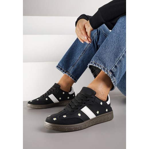 Czarne Sneakersy Tenisówki Ozdobione Kwiatkami Zummine ze sklepu renee.pl w kategorii Buty sportowe damskie - zdjęcie 185420415
