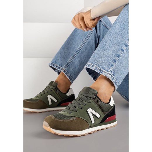 Ciemnozielone Sneakersy Ozdobione Geometrycznym Motywem Rilenessa ze sklepu renee.pl w kategorii Buty sportowe damskie - zdjęcie 185420745