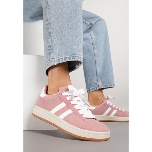 Różowo-Białe Sneakersy z Geometrycznym Wzorem Rillomia ze sklepu renee.pl w kategorii Buty sportowe damskie - zdjęcie 185420805