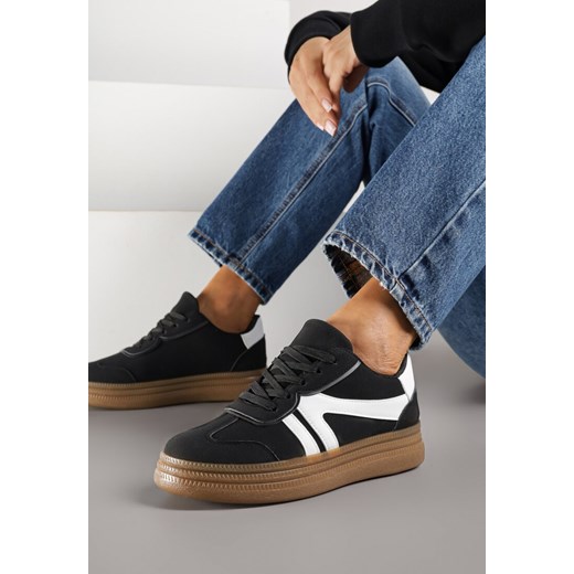 Czarne Sneakersy Tenisówki Ozdobione Geometrycznym Wzorem Shie ze sklepu renee.pl w kategorii Buty sportowe damskie - zdjęcie 185420895