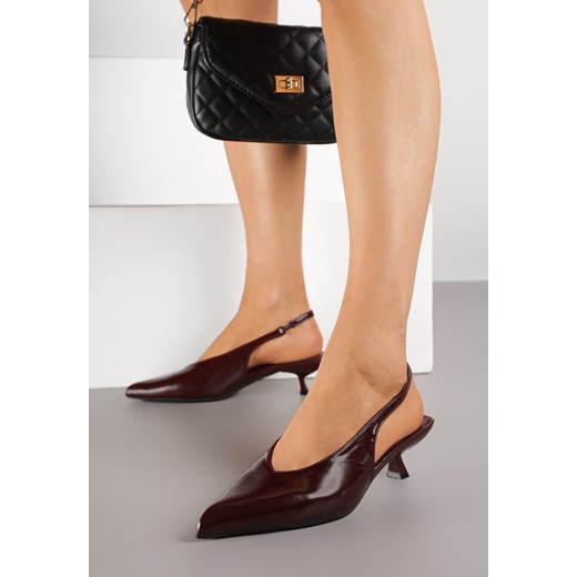 Bordowe Czółenka Slingback na Obcasie Typu Kaczuszka Latorra ze sklepu renee.pl w kategorii Czółenka - zdjęcie 185421188