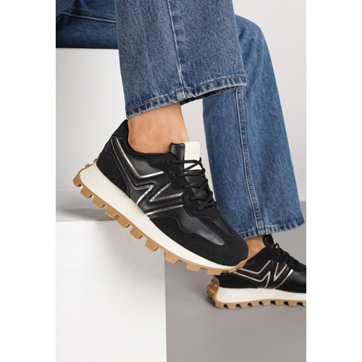 Czarne Sneakersy z Geometrycznym Wzorem Naloriene ze sklepu born2be.pl w kategorii Buty sportowe damskie - zdjęcie 185421697
