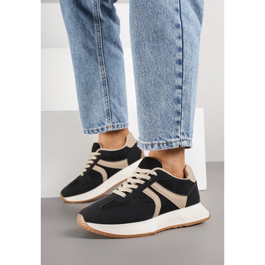 Czarne Sneakersy Ozdobione Paskami Florgisse ze sklepu born2be.pl w kategorii Buty sportowe damskie - zdjęcie 185421835