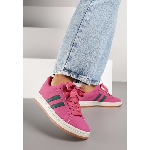 Różowe Sneakersy z Ozdobnymi Paskami Rilanira ze sklepu born2be.pl w kategorii Buty sportowe damskie - zdjęcie 185422105