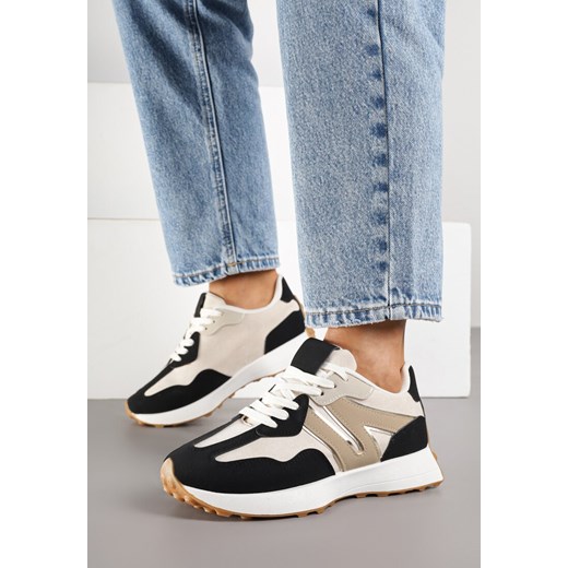 Czarne Sneakersy z Geometrycznym Wzorem Rilestra ze sklepu born2be.pl w kategorii Buty sportowe damskie - zdjęcie 185422129