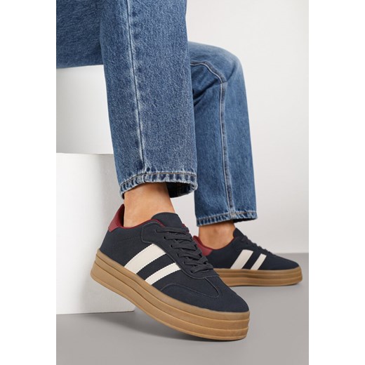 Granatowe Sneakersy Typu Kultowe Tenisówki na Grubej Podeszwie Nalorela ze sklepu born2be.pl w kategorii Buty sportowe damskie - zdjęcie 185422575