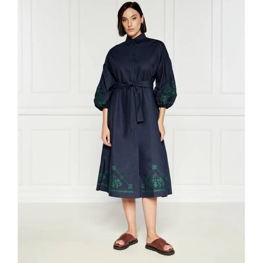 Weekend MaxMara Sukienka z paskiem OSSOLA | z dodatkiem lnu ze sklepu Gomez Fashion Store w kategorii Sukienki - zdjęcie 185424029