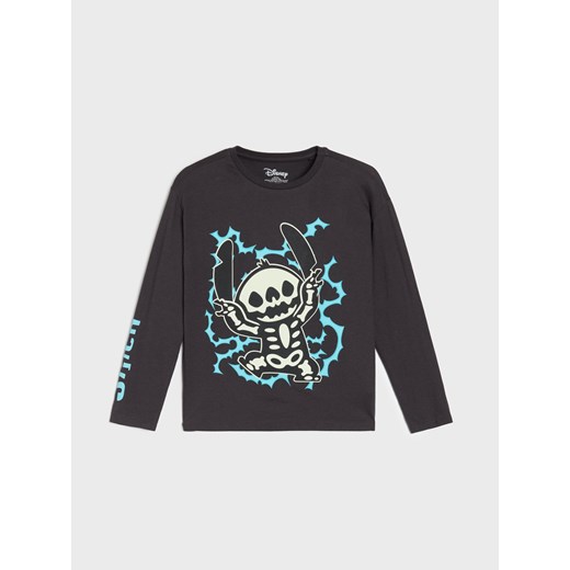 Sinsay - Koszulka z długimi rękawami Stitch - szary Sinsay 122 (6-7 l) Sinsay