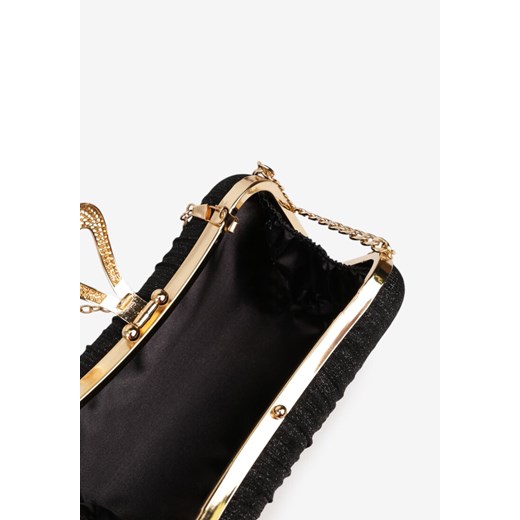 Czarna Torebka Kopertówka na Łańcuszku Zdobiona Cyrkoniową Aplikacją  Elkarria Renee ONE SIZE renee.pl