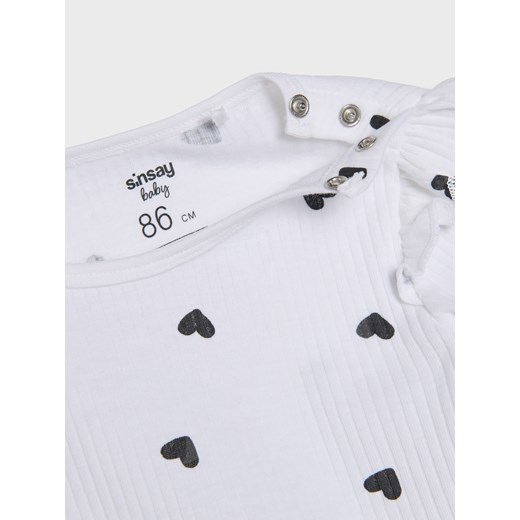 Sinsay - Bawełniane body ze wzorkiem - biały Sinsay 92 (1 Sinsay