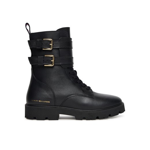 Botki Tommy Hilfiger Biker Laceup FW0FW08986 Czarny ze sklepu eobuwie.pl w kategorii Botki - zdjęcie 185430487