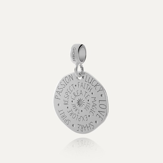 Charms beads - moneta, talizman szczęścia, srebro 925 w pokryciu platyną ze sklepu GIORRE w kategorii Zawieszki - zdjęcie 185432996