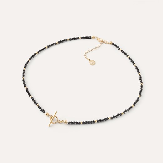 Choker z czarnych kamieni z zapięciem toggle, srebro 925 w złotym pokryciu ze sklepu GIORRE w kategorii Naszyjniki - zdjęcie 185432998