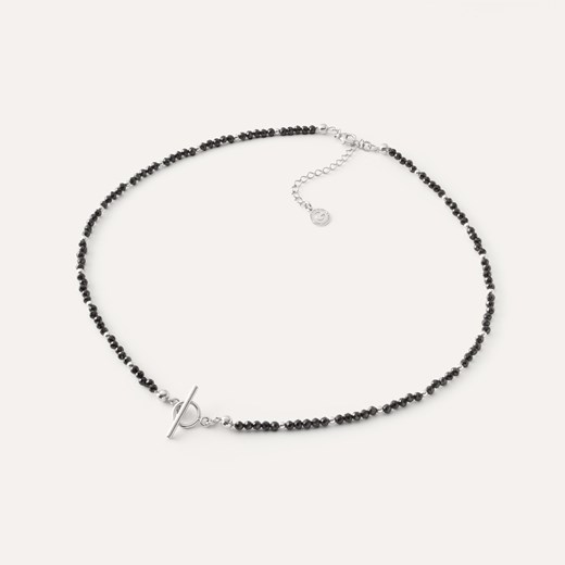 Choker z czarnych kamieni z zapięciem toggle, srebro 925 w pokryciu platyną ze sklepu GIORRE w kategorii Naszyjniki - zdjęcie 185432999