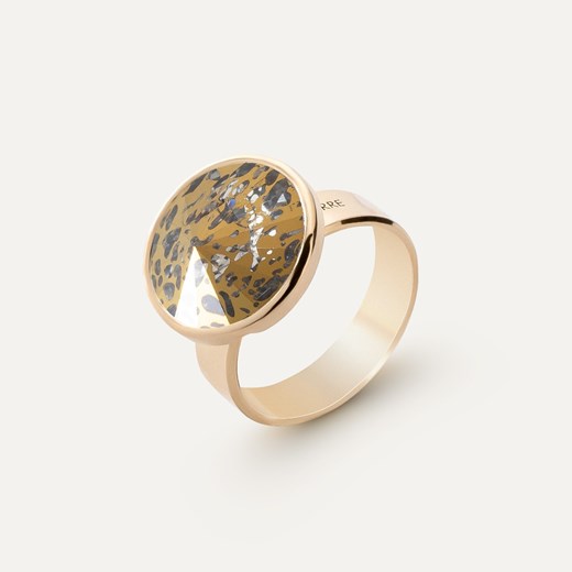 Srebrny pierścionek z kryształem GAVBARI - Golden Patina w złotym pokryciu - rozmiar 15 ze sklepu GIORRE w kategorii Pierścionki - zdjęcie 185433157