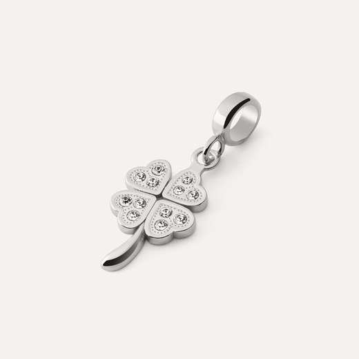 Zawieszka beads - koniczynka z cyrkoniami, srebro 925 w pokryciu platyną ze sklepu GIORRE w kategorii Zawieszki - zdjęcie 185433188