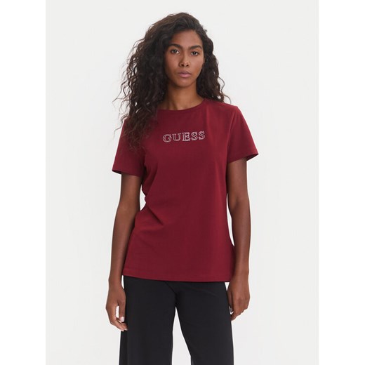 Guess T-Shirt V3BI11 J1314 Bordowy Regular Fit ze sklepu MODIVO w kategorii Bluzki damskie - zdjęcie 185435485