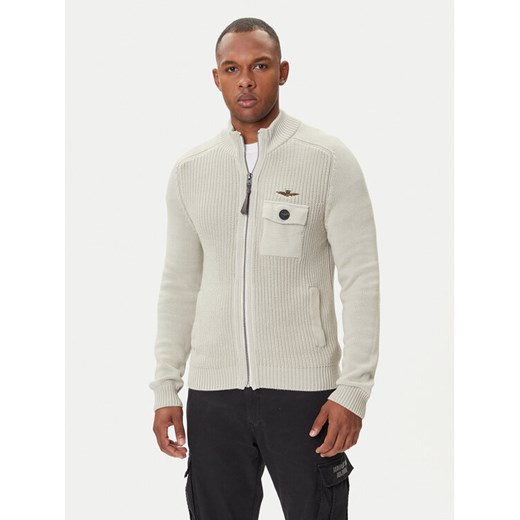 Aeronautica Militare Kardigan 252MA1565UL00409 Beżowy Regular Fit ze sklepu MODIVO w kategorii Swetry męskie - zdjęcie 185435555