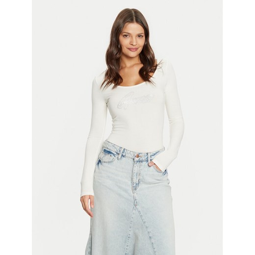 Guess Body W5RP00 K68D2 Écru Slim Fit ze sklepu MODIVO w kategorii Bluzki damskie - zdjęcie 185435567