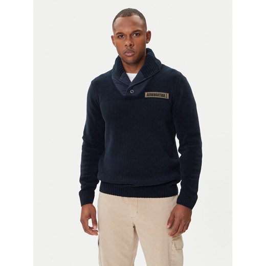 Aeronautica Militare Sweter 252MA1574UL00539 Granatowy Regular Fit ze sklepu MODIVO w kategorii Swetry męskie - zdjęcie 185435587