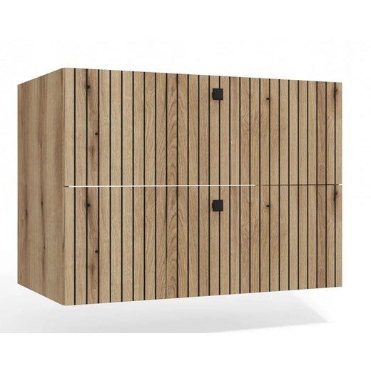 Wisząca szafka 80 cm ryflowana dąb evoke M6-R13 ze sklepu Edinos.pl w kategorii Szafki i regały łazienkowe - zdjęcie 185437355