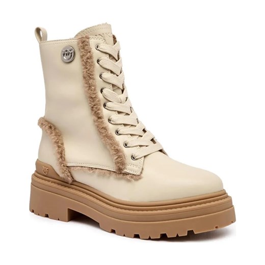 Pinko Skórzane botki MIA 18 | shearling ze sklepu Gomez Fashion Store w kategorii Botki - zdjęcie 185437587