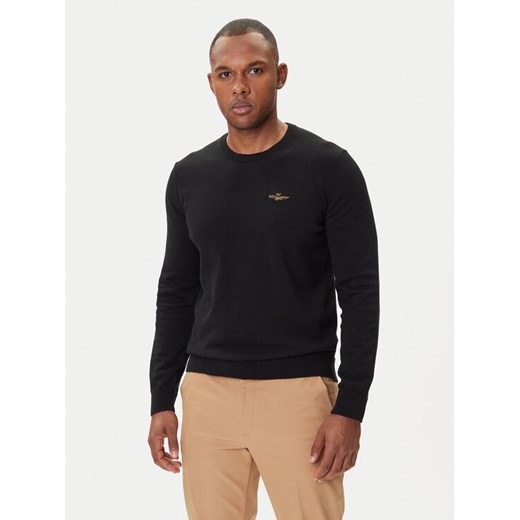 Aeronautica Militare Sweter 252MA1611UL00506 Czarny Regular Fit ze sklepu MODIVO w kategorii Swetry męskie - zdjęcie 185441975