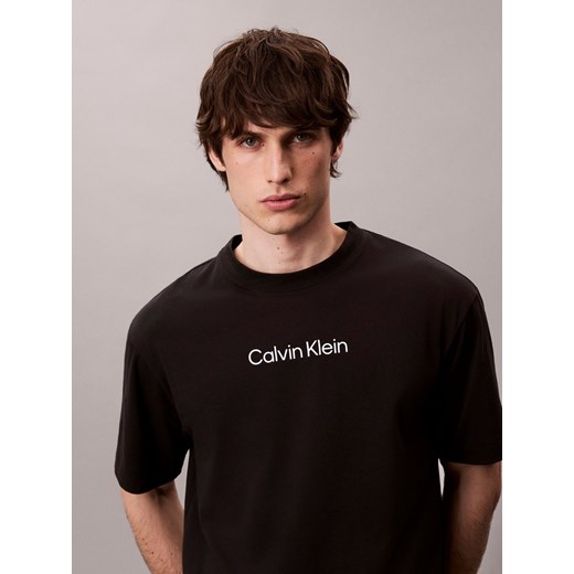 Calvin Klein Koszulka męska Mężczyźni Bawełna czarny jednolity ze sklepu vangraaf w kategorii T-shirty męskie - zdjęcie 185443288