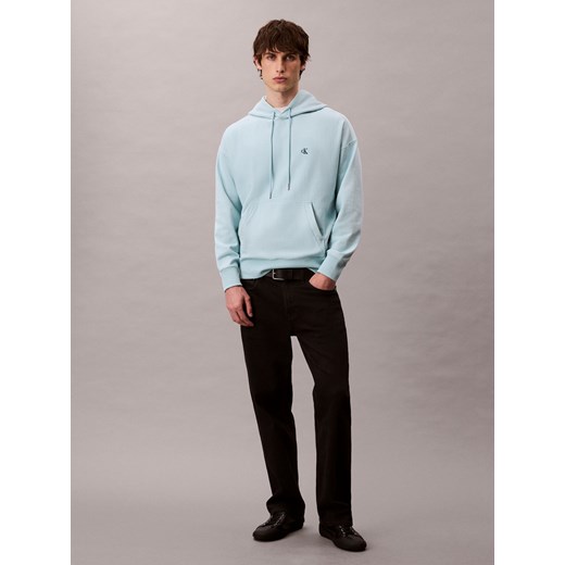 Calvin Klein Jeans Męska bluza z kapturem Mężczyźni Bawełna jasnoniebieski jednolity ze sklepu vangraaf w kategorii Bluzy męskie - zdjęcie 185443295